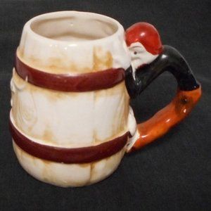 Vintage Made in Japan MIJ Ceramic Coffee Barrel Mug Longhorn Steer Ranch Hand